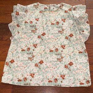 Floral Top - Green and Brown